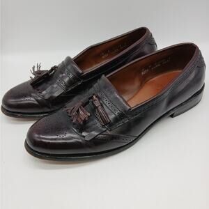 Allen Edmonds Bridgeton Leather Kiltie Tassel Loafers Brogue Shoes Burgundy 10